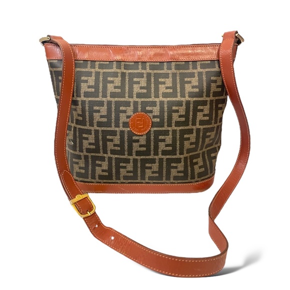 Fendi Handbags - Fendi Black and Brown Logo Crossbody Bag